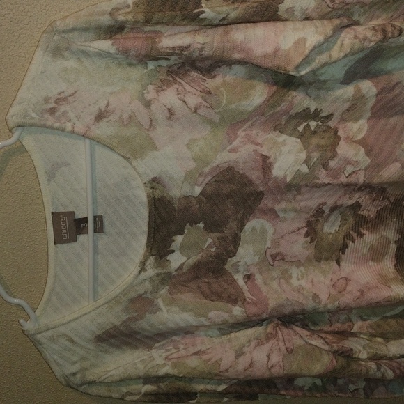Chicos Abstract Textured 3/4 Sleeve Sweater 3/XL - Picture 2 of 6